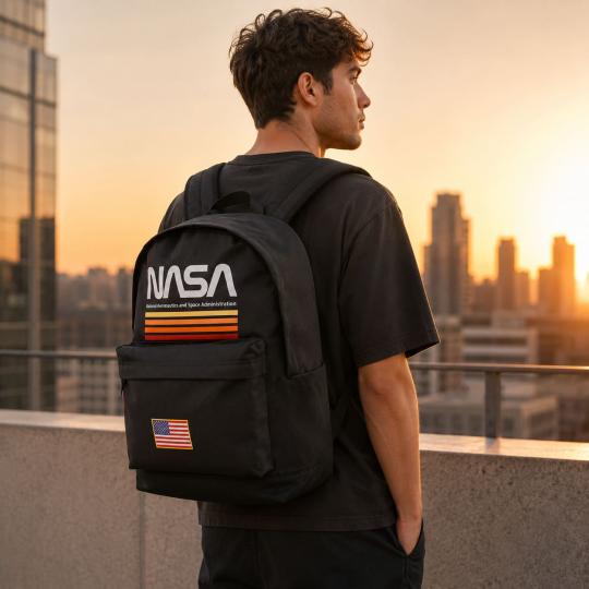 NASA Unisex Multi-Compartment School Backpack, Black, 30x43x18cm, photo 10