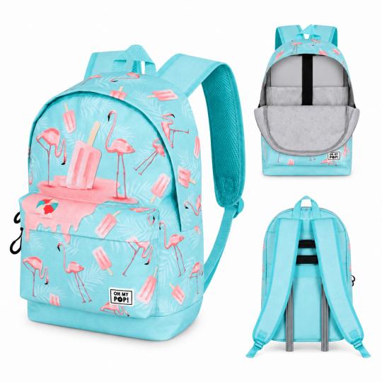 One-Compartment School Backpack Oh My Pop! Ice Flamingo Sky Blue 31x44x18 cm