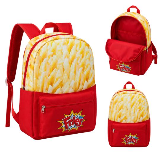One-Compartment School Backpack Oh My Pop! Fries Red 30x42x17 cm