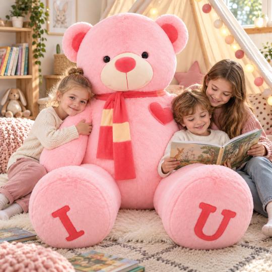 Large Plush Mascot Pillow Toy Pink Bear 120 cm, photo 3