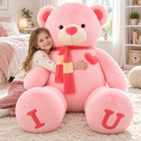 Large Plush Mascot Pillow Toy Pink Bear 120 cm, photo 5
