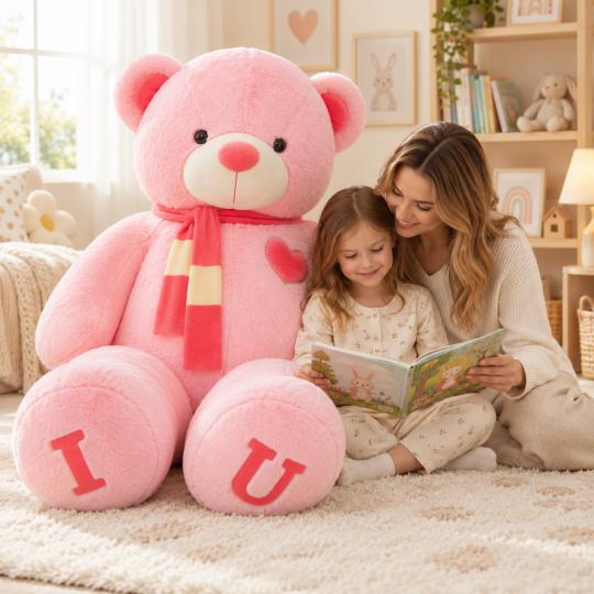 Large Plush Mascot Pillow Toy Pink Bear 120 cm, photo 6