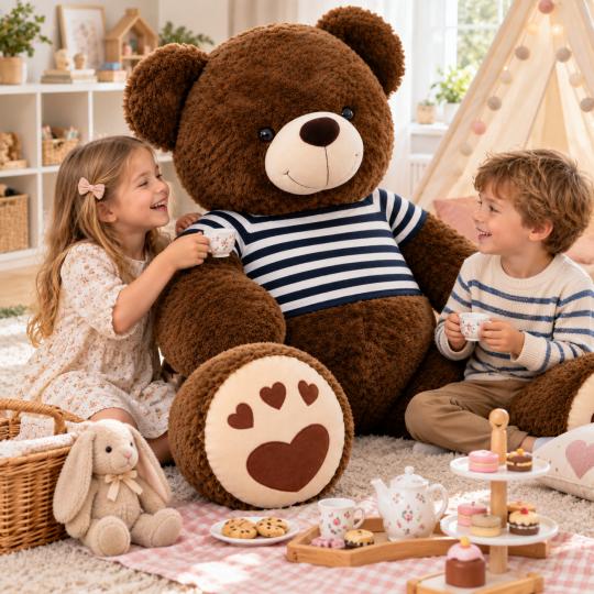 Large Plush Mascot Brown Bear in T-Shirt Black Stripes 140 cm, photo 8