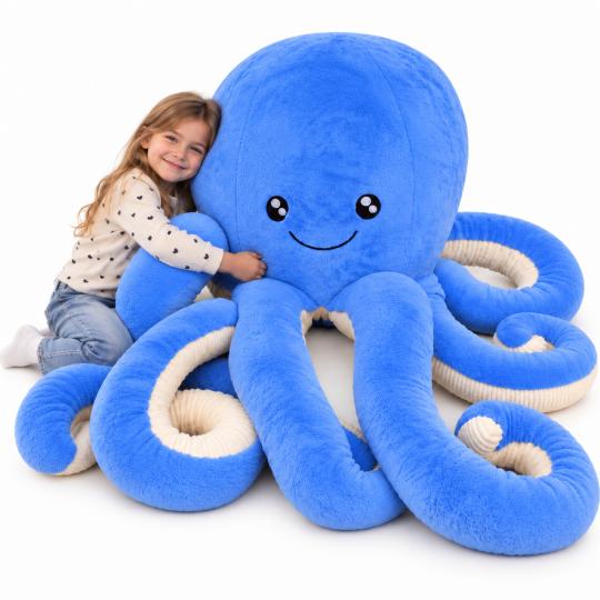 Large Plush Mascot Pillow Toy Blue Octopus 180cm