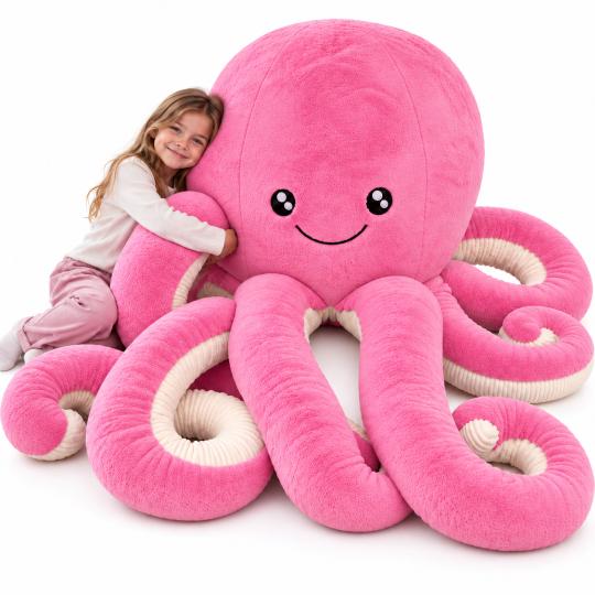 Large Plush Mascot Pillow Toy Pink Octopus 180cm