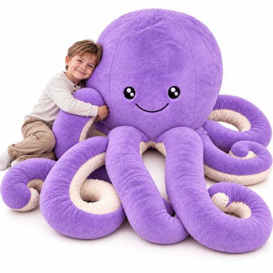 Large Plush Mascot Pillow Toy Purple Octopus 180cm