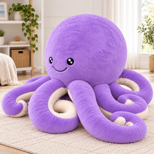 Large Plush Mascot Pillow Toy Purple Octopus 180cm, photo 3