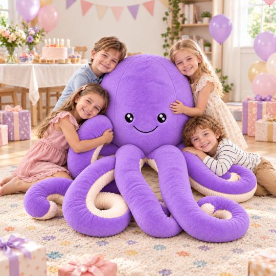 Large Plush Mascot Pillow Toy Purple Octopus 180cm, photo 5