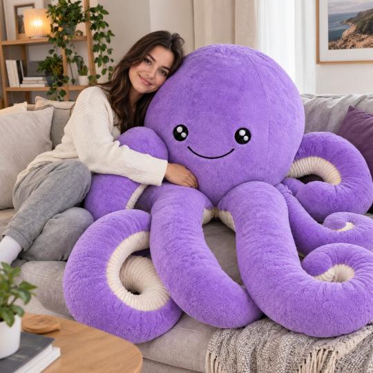 Large Plush Mascot Pillow Toy Purple Octopus 180cm, photo 6