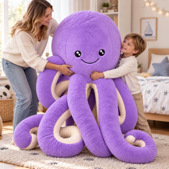 Large Plush Mascot Pillow Toy Purple Octopus 180cm, photo 7