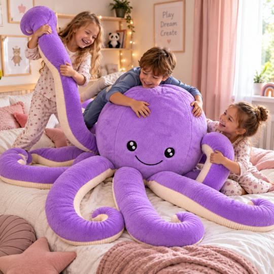 Large Plush Mascot Pillow Toy Purple Octopus 180cm, photo 2