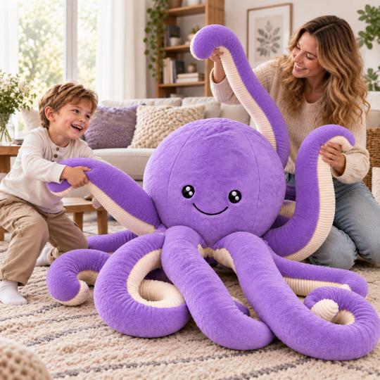 Large Plush Mascot Pillow Toy Purple Octopus 180cm, photo 8