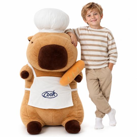 Large Plush Mascot Pillow Toy Capybara Chef 100 cm