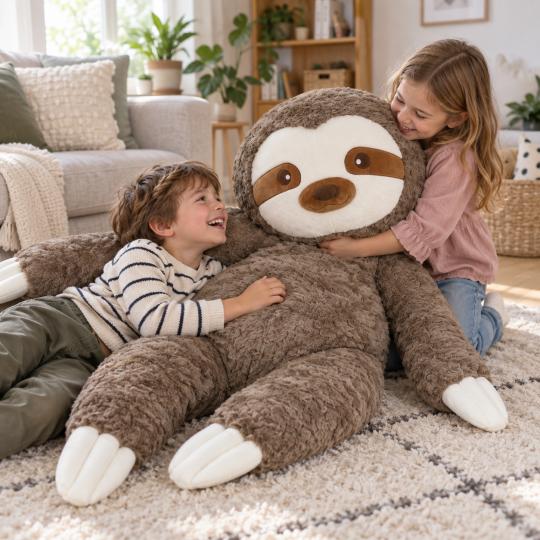 Duża Maskotka Pluszak Poduszka Zabawka Brązowy Leniwiec 100cm, zdjęcie 4