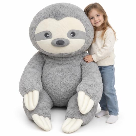 Large Plush Mascot Pillow Toy Grey Sloth 100 cm