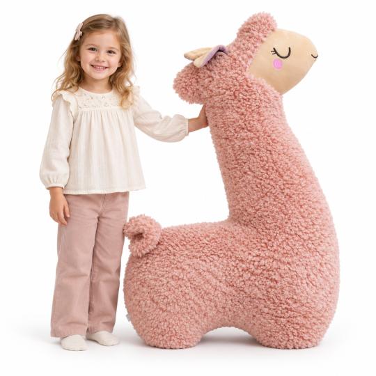 Large Plush Mascot Pillow Toy Pink Alpaca 100cm