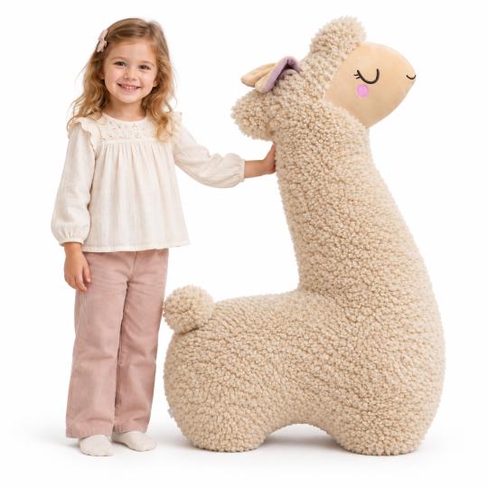 Large Plush Mascot Pillow Toy Beige Alpaca 100 cm