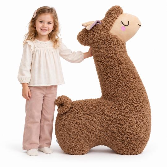 Large Plush Mascot Pillow Toy Brown Alpaca 100cm