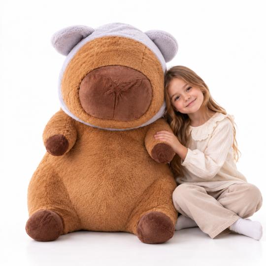 Large Plush Mascot Pillow Toy Capybara Purple Hood 100 cm
