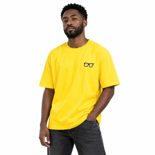 Yellow Oversized T-Shirt with Trendy Glasses Motif, Stylish and Comfortable