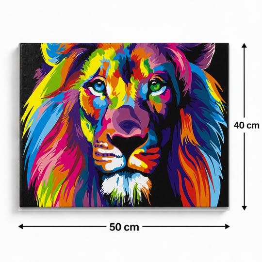 MALOWANIE PO NUMERACH Z RAMĄ Obrazy do malowania - Kolorowy Lew 50x40 cm, zdjęcie 3