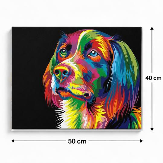 MALOWANIE PO NUMERACH Z RAMĄ Obrazy do malowania - Kolorowy Pies 50x40 cm, zdjęcie 3