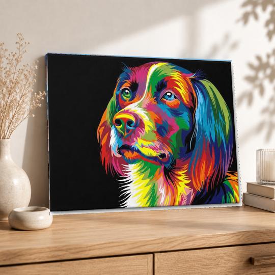 MALOWANIE PO NUMERACH Z RAMĄ Obrazy do malowania - Kolorowy Pies 50x40 cm, zdjęcie 8