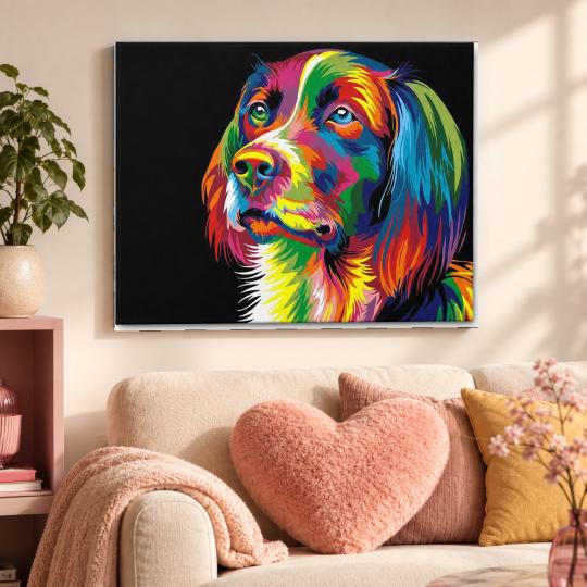 MALOWANIE PO NUMERACH Z RAMĄ Obrazy do malowania - Kolorowy Pies 50x40 cm, zdjęcie 9