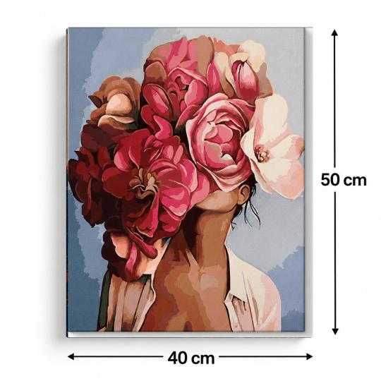 MALOWANIE PO NUMERACH Obrazy do malowania  - Kobieta z kwiatami 40x50 cm, zdjęcie 3