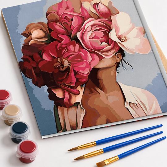 MALOWANIE PO NUMERACH Obrazy do malowania  - Kobieta z kwiatami 40x50 cm, zdjęcie 4