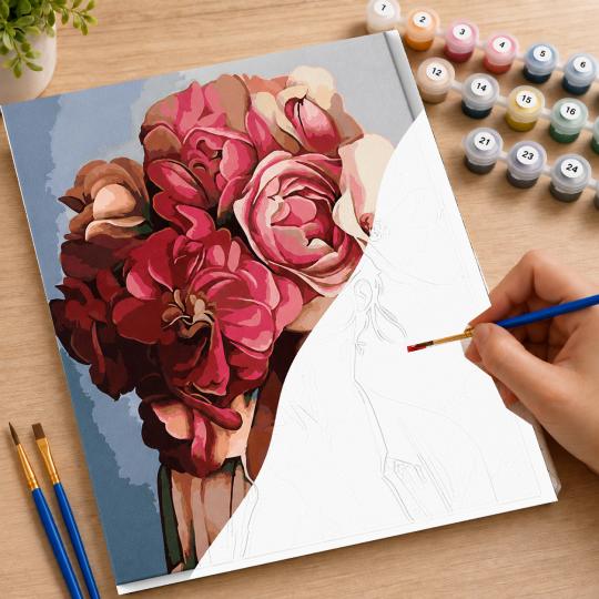 MALOWANIE PO NUMERACH Obrazy do malowania  - Kobieta z kwiatami 40x50 cm, zdjęcie 7