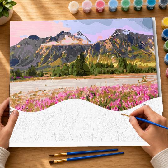 PAINT BY NUMBERS WITH FRAME Paintings - Colourful Landscape 50x40 cm, photo 6