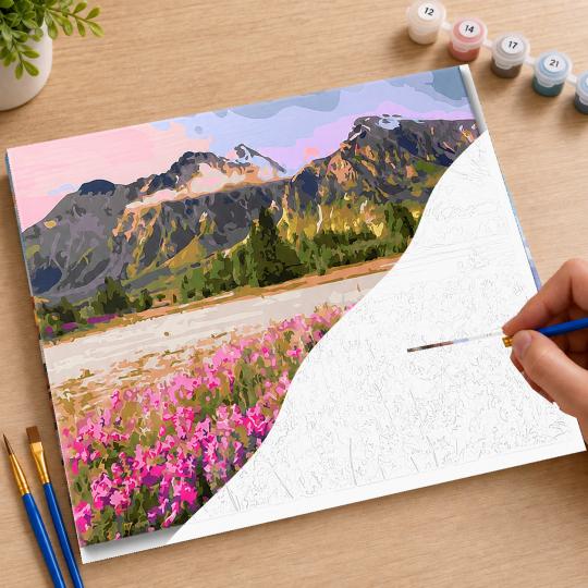 PAINT BY NUMBERS WITH FRAME Paintings - Colourful Landscape 50x40 cm, photo 7