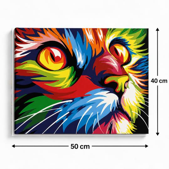 MALOWANIE PO NUMERACH Z RAMĄ Obrazy do malowania - Kolorowy kot 50x40 cm, zdjęcie 3