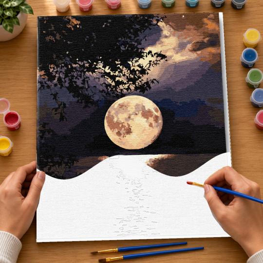 PAINT BY NUMBERS WITH FRAME Paintings - Full Moon 40x50 cm, photo 6