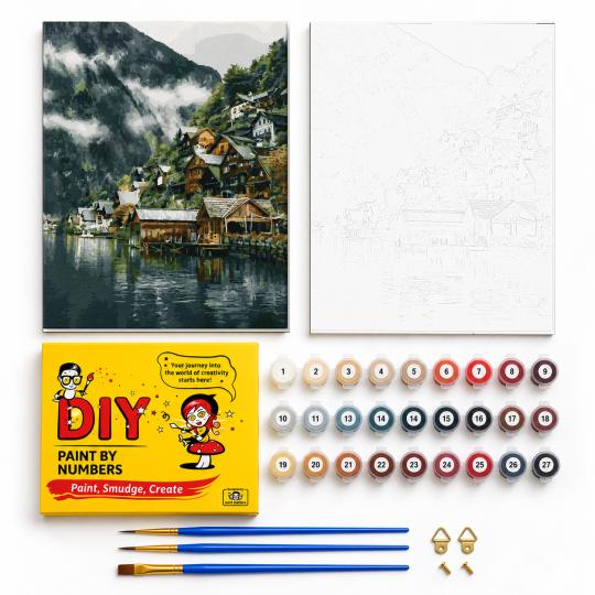 PAINT BY NUMBERS WITH FRAME Paintings - Village 40x50 cm, photo 2