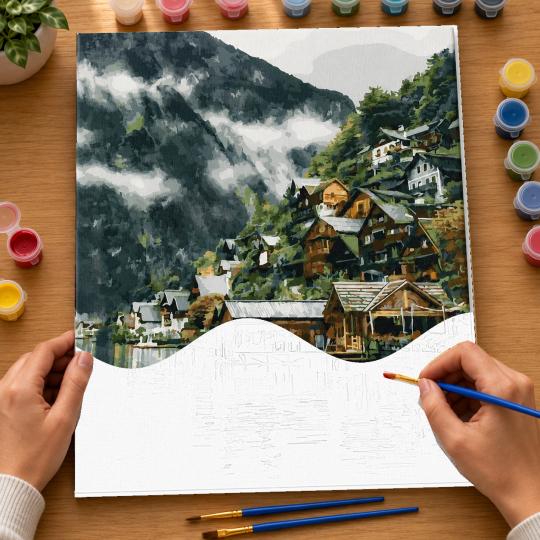 PAINT BY NUMBERS WITH FRAME Paintings - Village 40x50 cm, photo 6