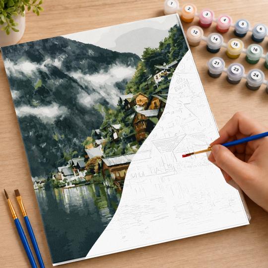 PAINT BY NUMBERS WITH FRAME Paintings - Village 40x50 cm, photo 7