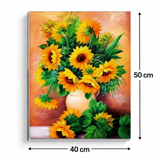 MALOWANIE PO NUMERACH Obrazy do malowania - Słoneczniki w Wazonie 40x50 cm, zdjęcie 3