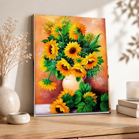 MALOWANIE PO NUMERACH Obrazy do malowania - Słoneczniki w Wazonie 40x50 cm, zdjęcie 8