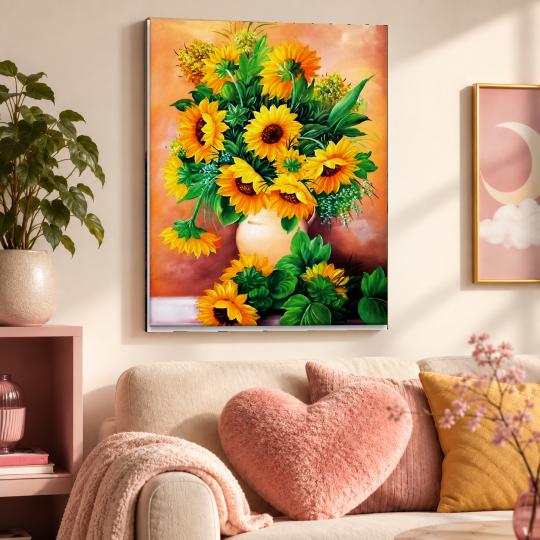 MALOWANIE PO NUMERACH Obrazy do malowania - Słoneczniki w Wazonie 40x50 cm, zdjęcie 9