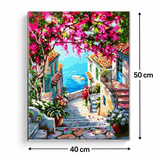 MALOWANIE PO NUMERACH Z RAMĄ Obrazy do malowania - Schody do Morza 40x50 cm, zdjęcie 3