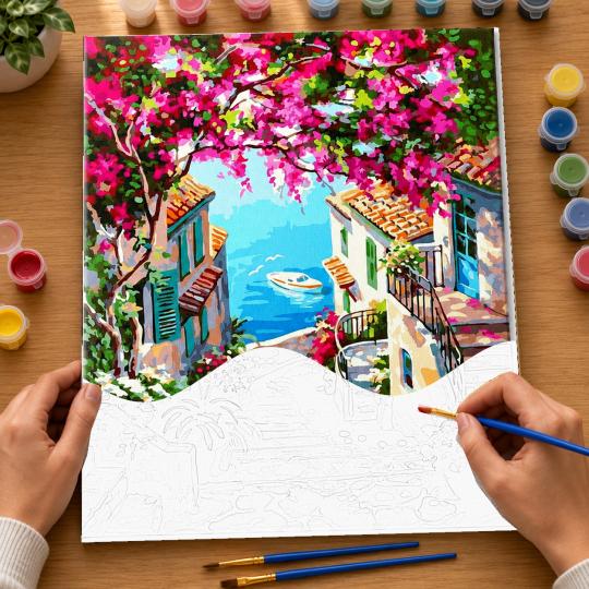 MALOWANIE PO NUMERACH Z RAMĄ Obrazy do malowania - Schody do Morza 40x50 cm, zdjęcie 6