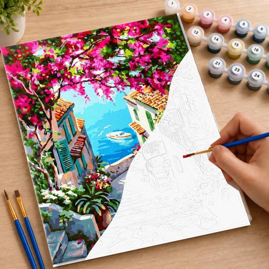 MALOWANIE PO NUMERACH Z RAMĄ Obrazy do malowania - Schody do Morza 40x50 cm, zdjęcie 7