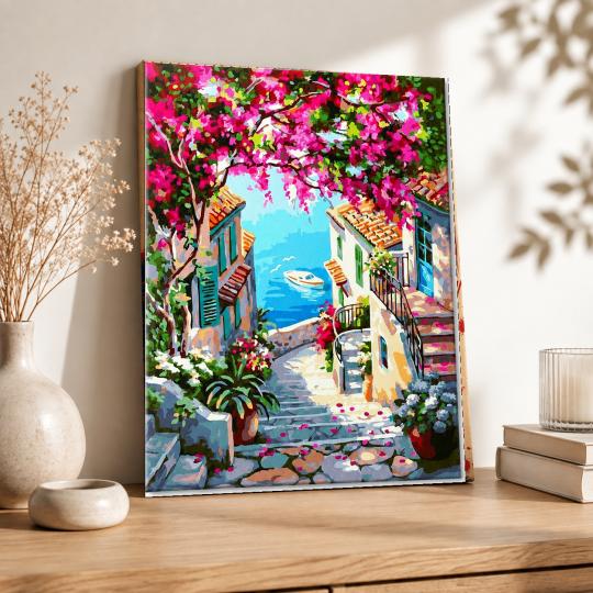 MALOWANIE PO NUMERACH Z RAMĄ Obrazy do malowania - Schody do Morza 40x50 cm, zdjęcie 8