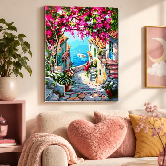 MALOWANIE PO NUMERACH Z RAMĄ Obrazy do malowania - Schody do Morza 40x50 cm, zdjęcie 9