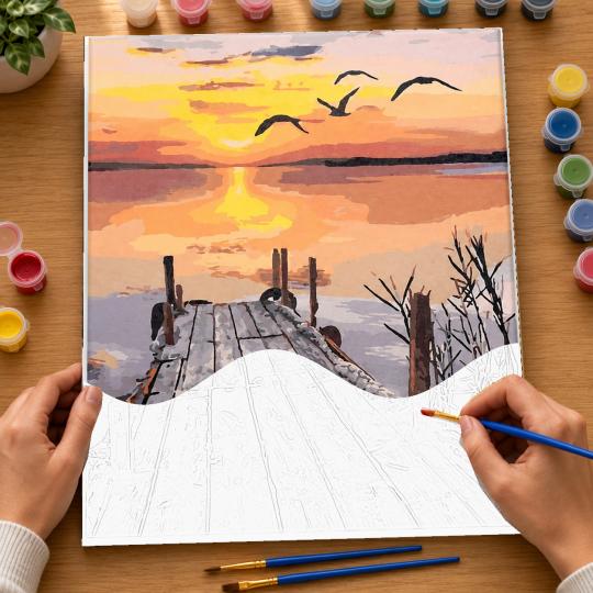 PAINT BY NUMBERS Paintings - Pier at Sunset 40x50cm, photo 6