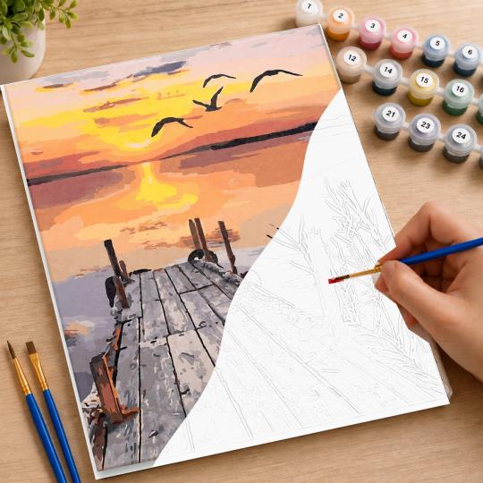 PAINT BY NUMBERS Paintings - Pier at Sunset 40x50cm, photo 7