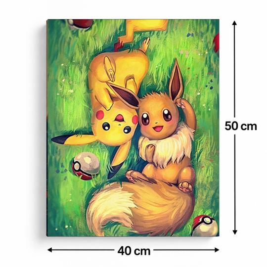 MALOWANIE PO NUMERACH Obrazy do malowania- Pokemon Pikachu, Eevee 40x50cm, zdjęcie 3