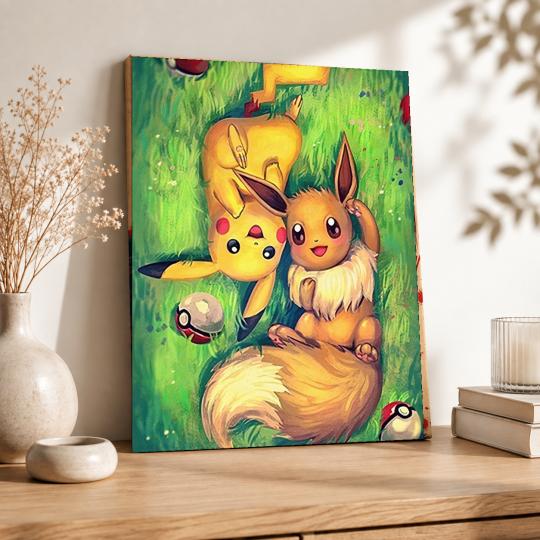 MALOWANIE PO NUMERACH Obrazy do malowania- Pokemon Pikachu, Eevee 40x50cm, zdjęcie 8